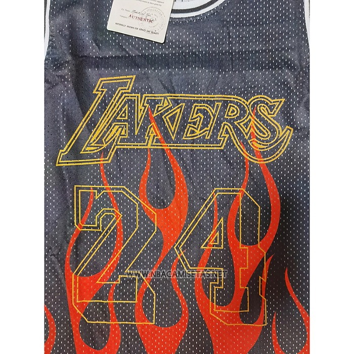 Camiseta Los Angeles Lakers Kobe Bryant NO 24 Flames Negro